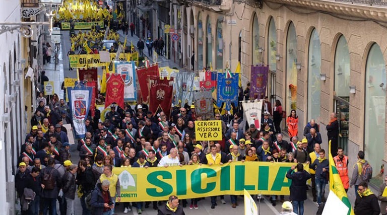 La Coldiretti Siciliana protesta a Palermo.