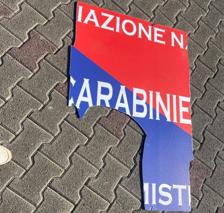 Lineri, vandalizzata l’insegna dell’Associazione Nazionale Carabinieri: ancora ignoti i colpevoli